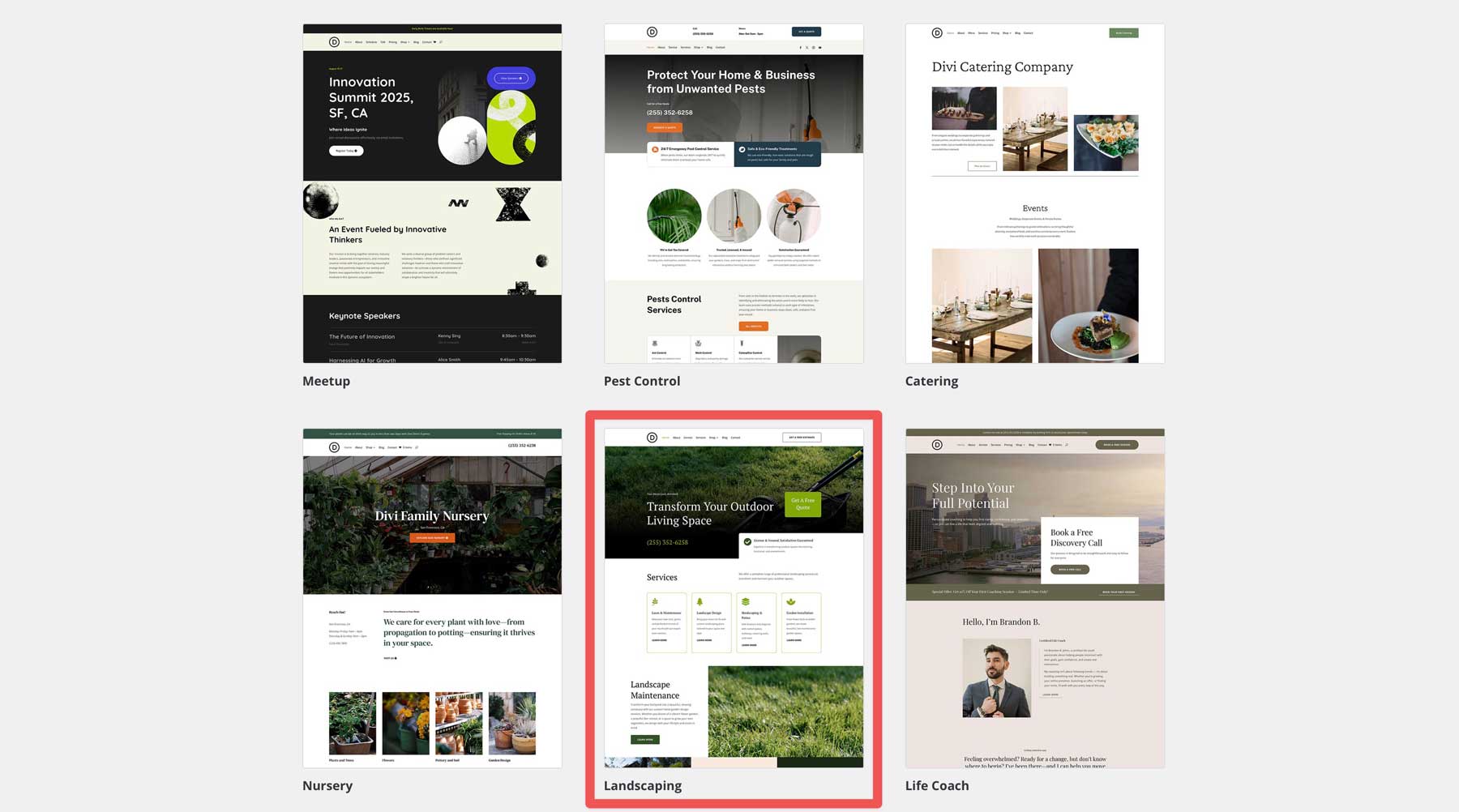 Landschaftsgestaltung Starter Site für Divi