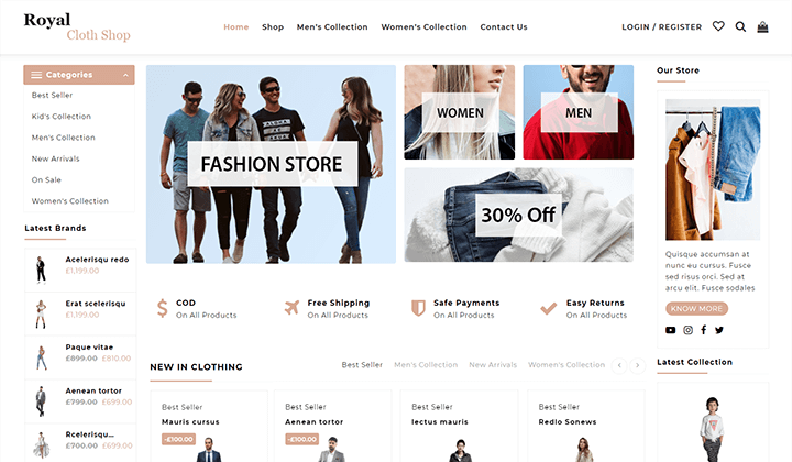 11+ 의류 상점 WordPress의 WooCommerce 테마 13 royal cloth shop