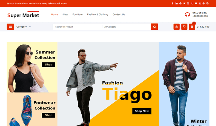 11+ 의류 상점 WordPress 12 용 WooCommerce 테마 Supermarket WordPress theme