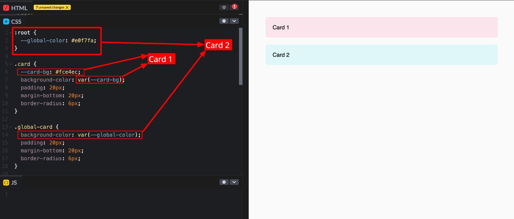 Variable CSS declarada localmente