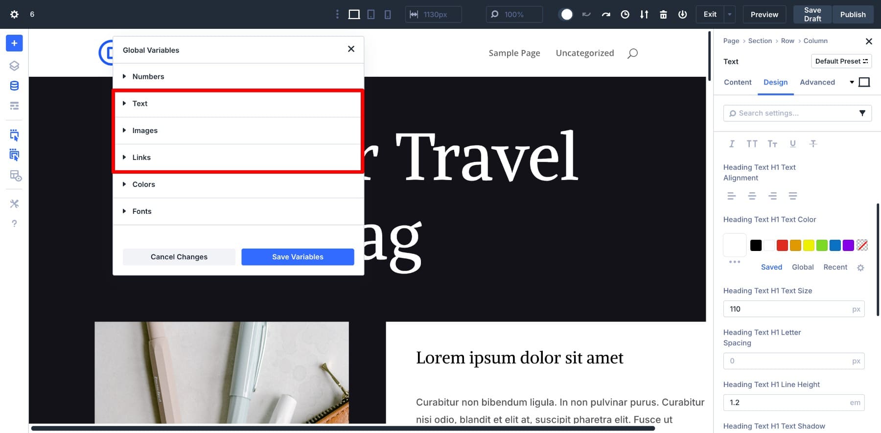 Guardar valores de contenido repetibles en variables de diseño