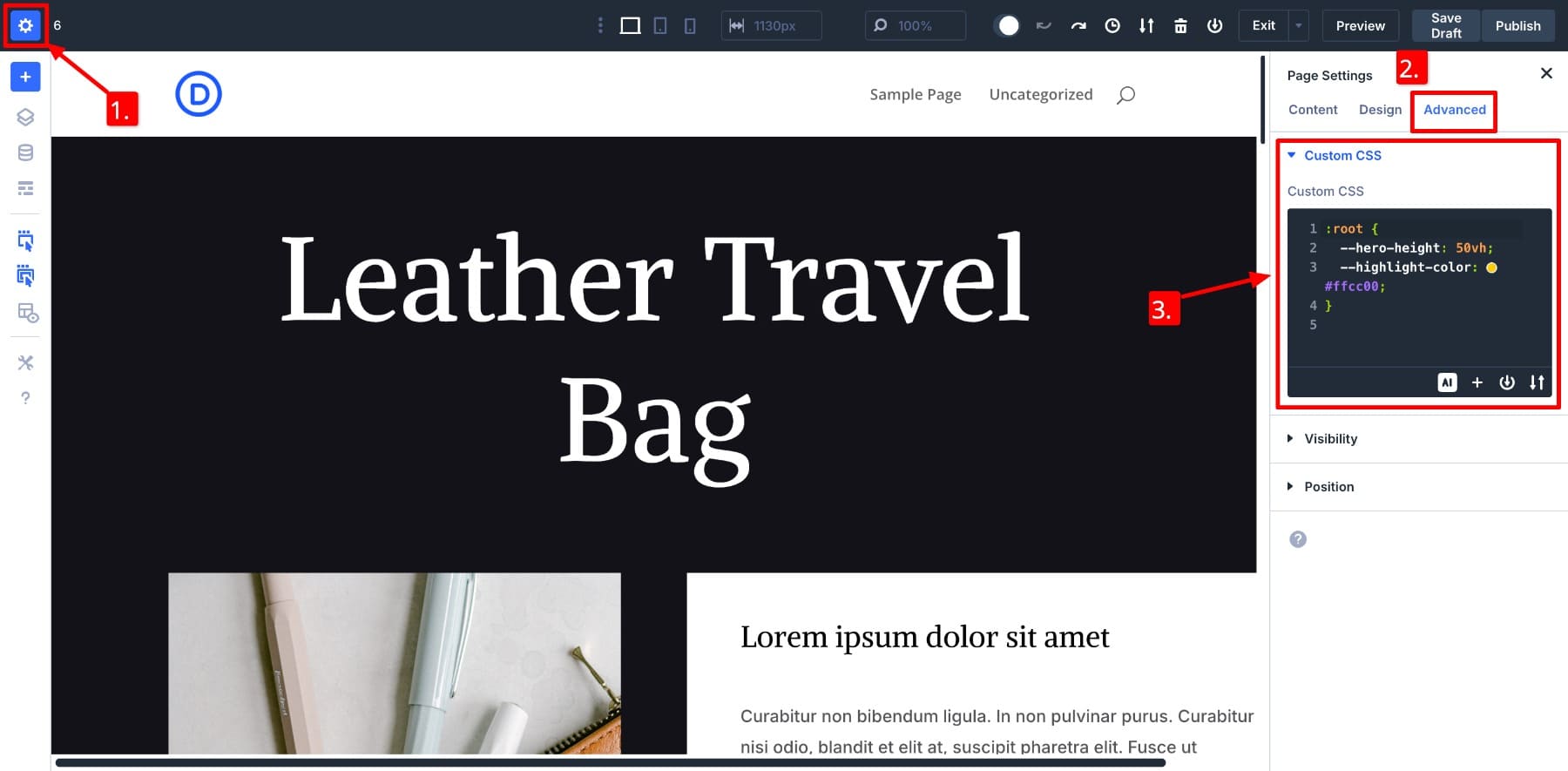 Definir variables CSS en Divi 5