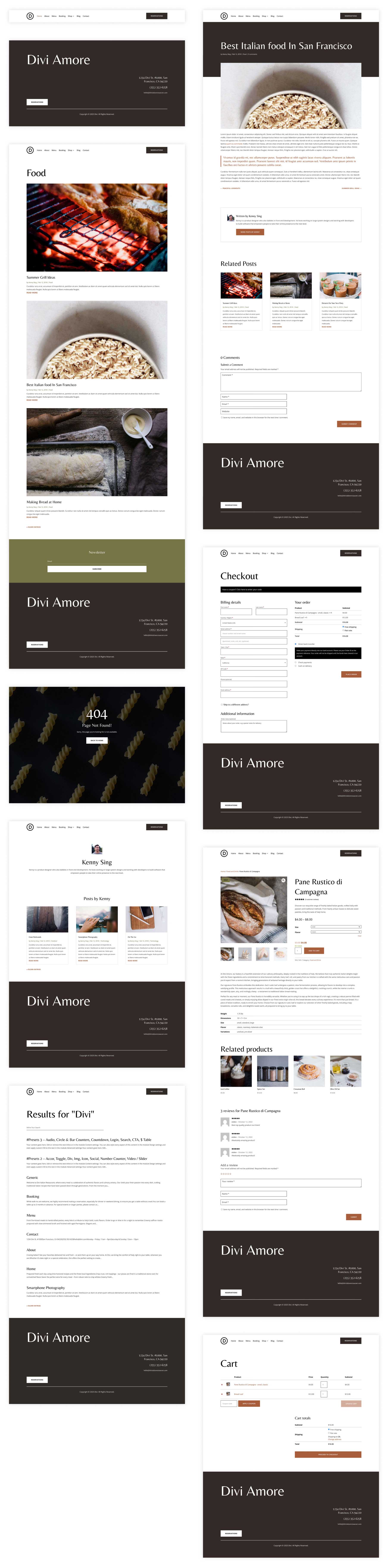 Site inicial de restaurante italiano para divi