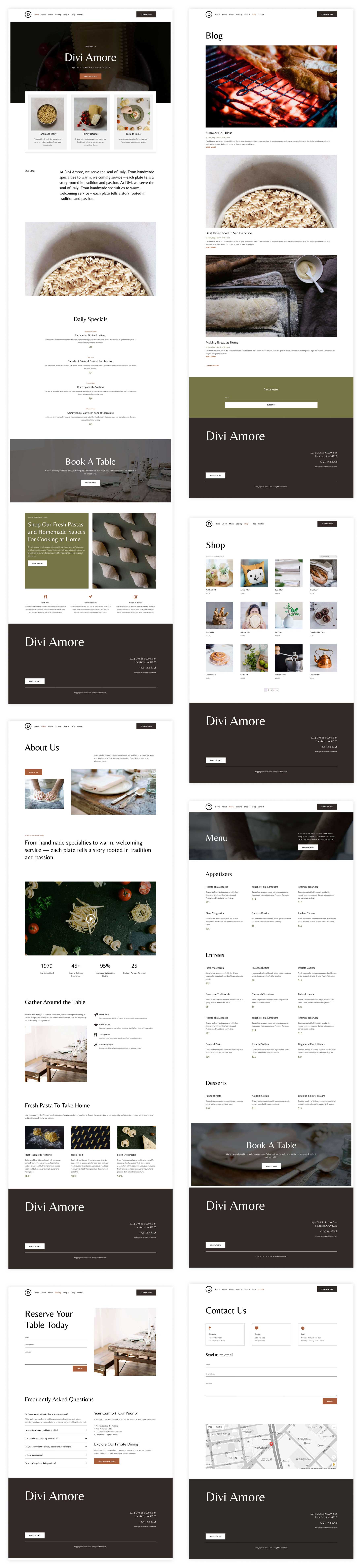 Site inicial de restaurante italiano para divi