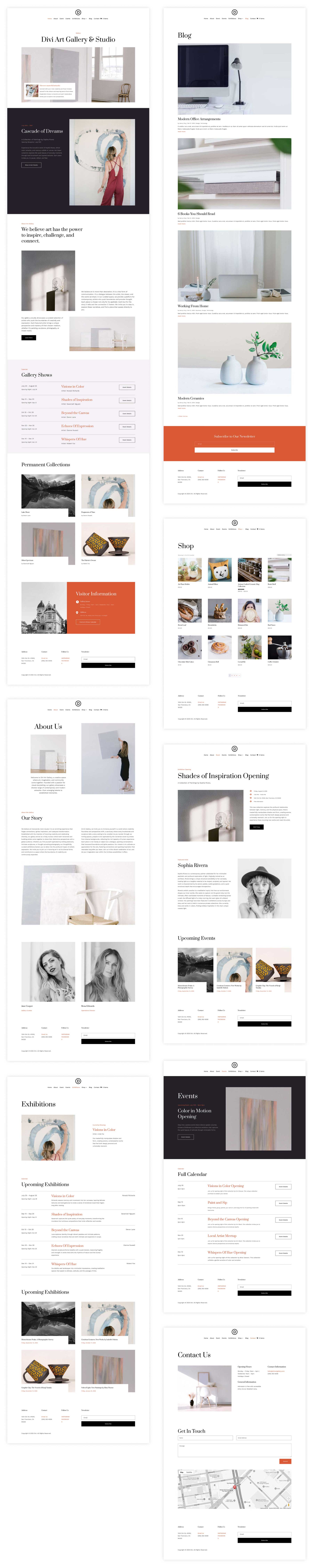 Site inicial da Galeria de Arte para Divi