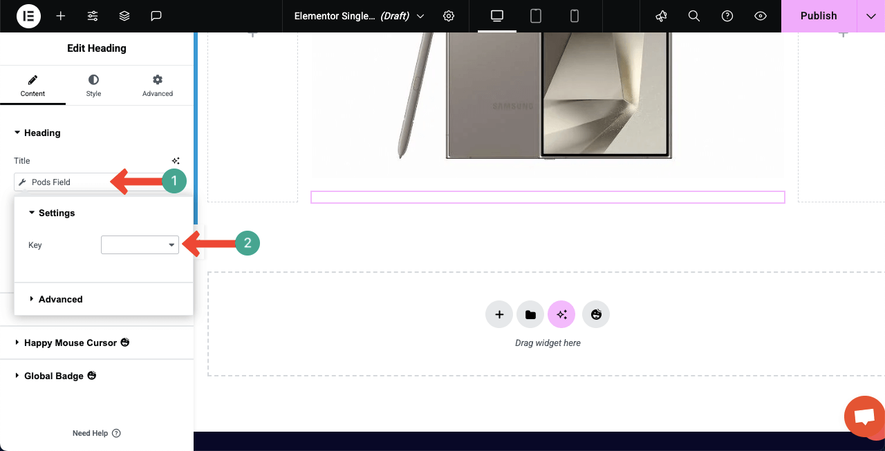 Configure settings for the dynamic tags