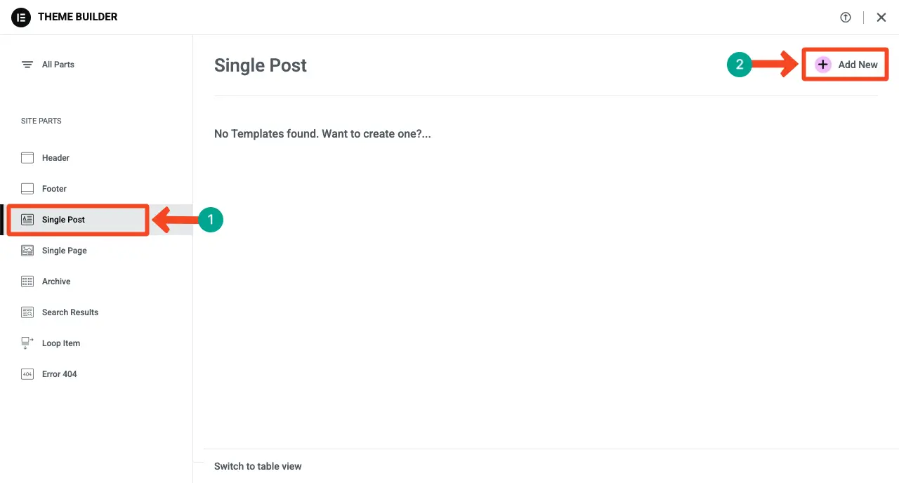 Select Single Post Theme Builder