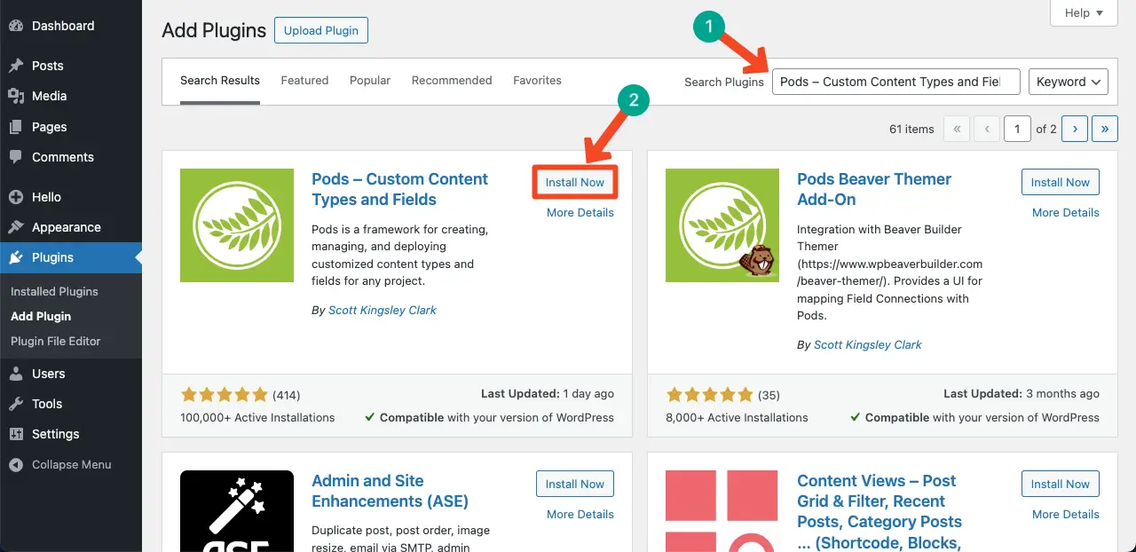 Install the Pods Admin Plugin