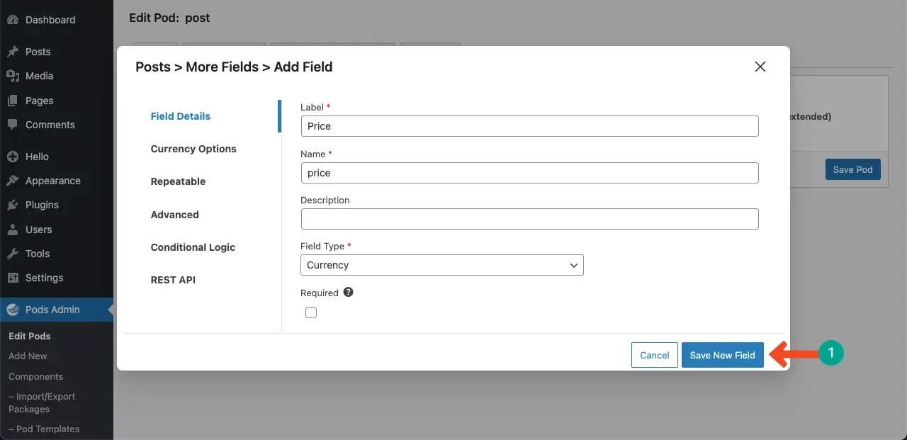 Label the custom field