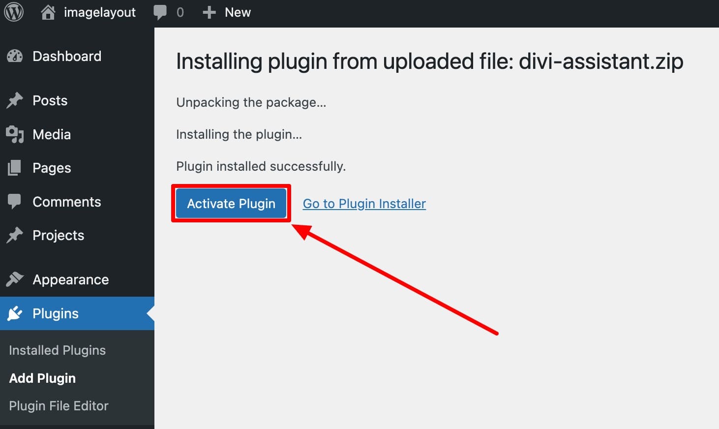 Diviアシスタントをアクティブにします