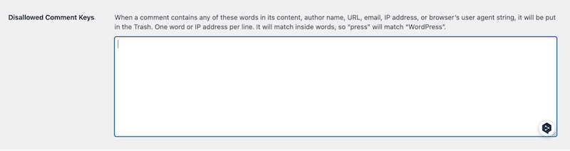 Çöp SPAM Yorumlarına Yorum Moderasyonu Bölümü - Kaynak: WordPress Tartışma Ayarları