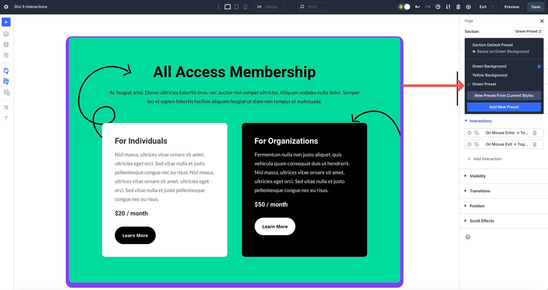 Divi 5の相互作用