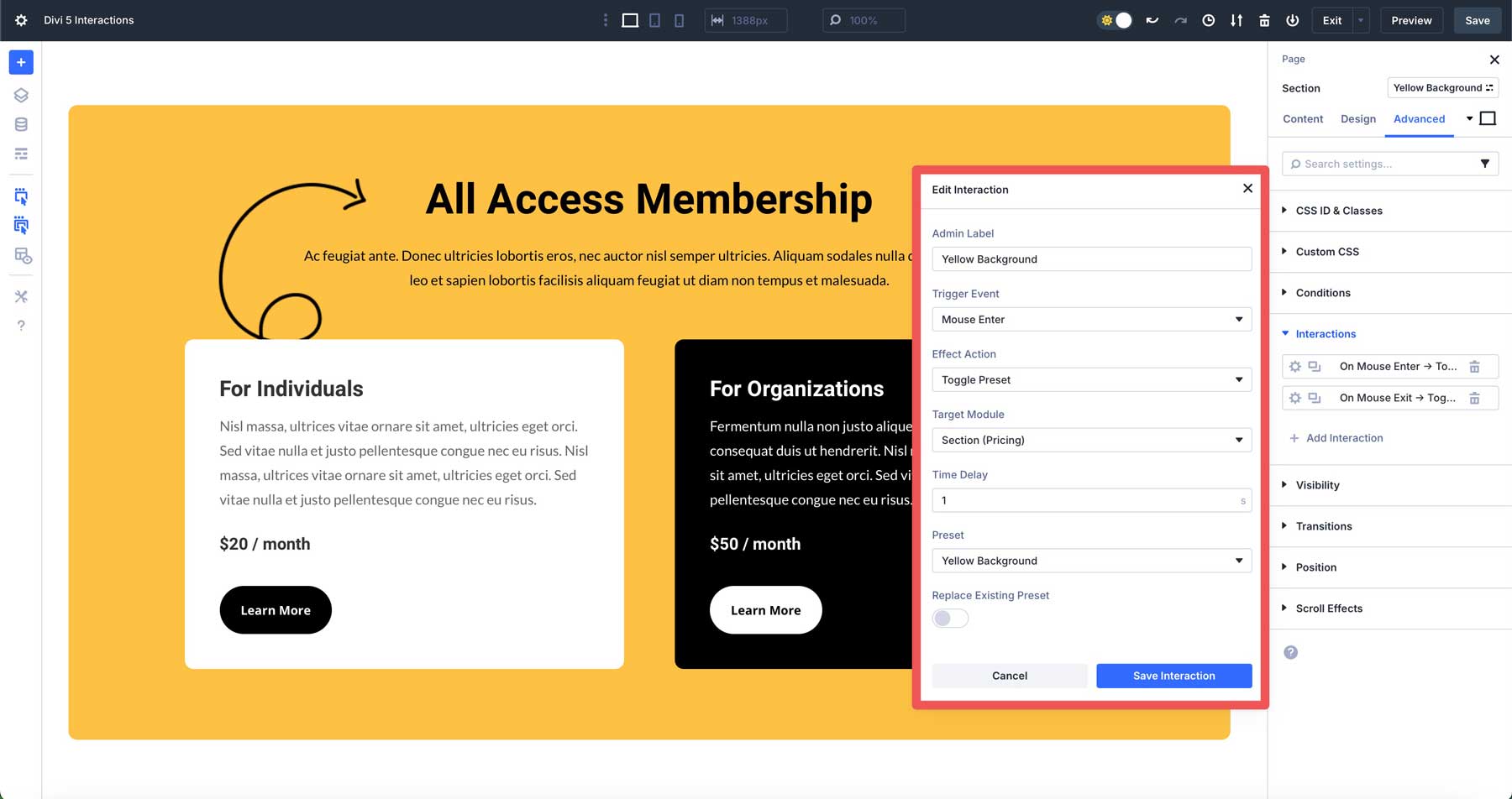 Divi 5の相互作用
