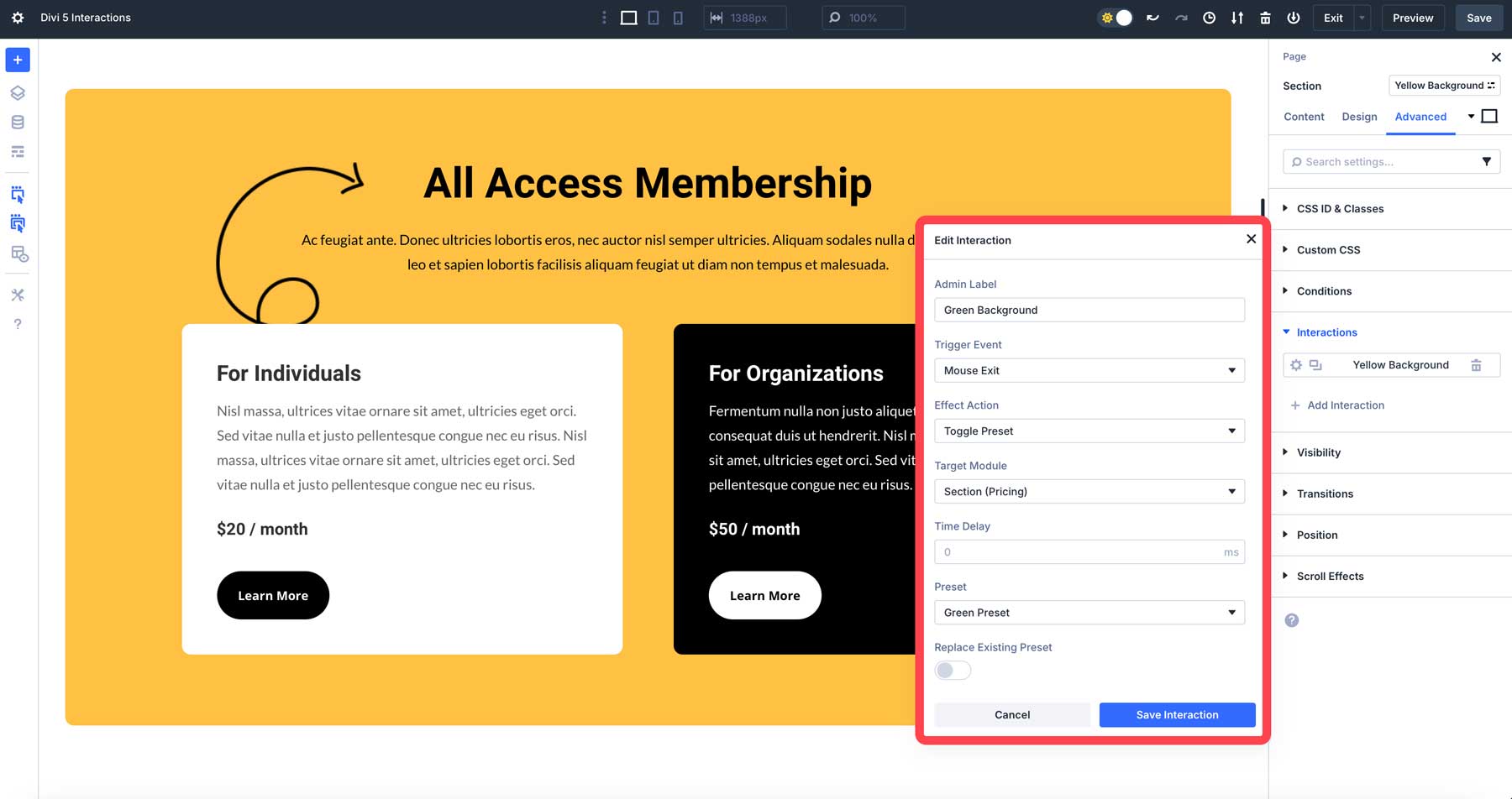 Divi 5の相互作用