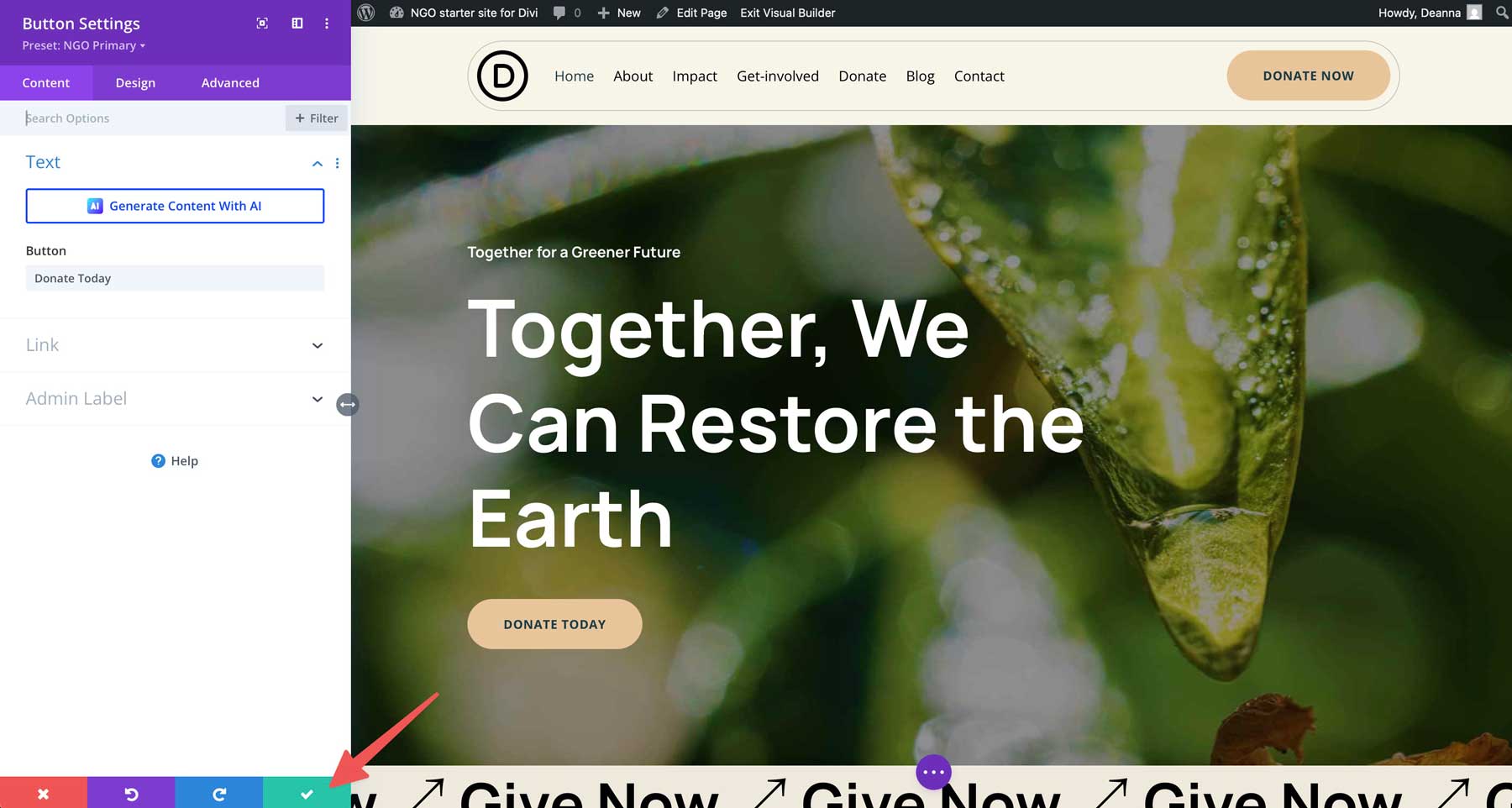 NGO Starter Site für Divi