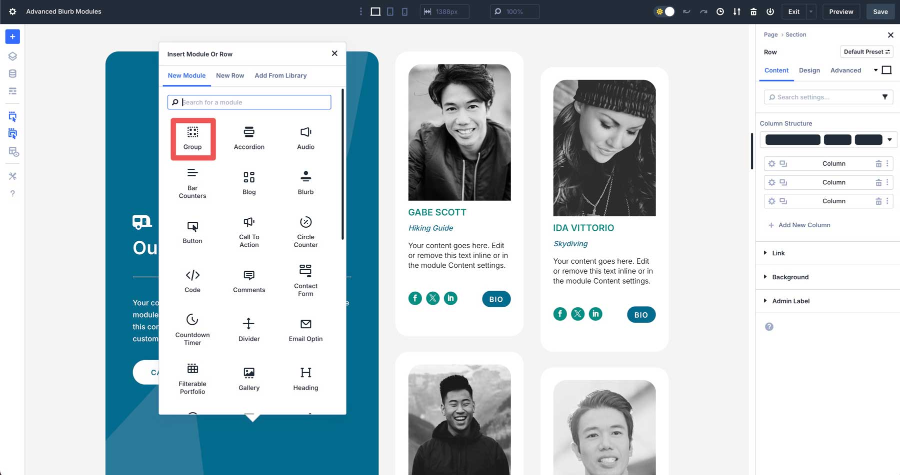 Divi 5 กลุ่มโมดูล