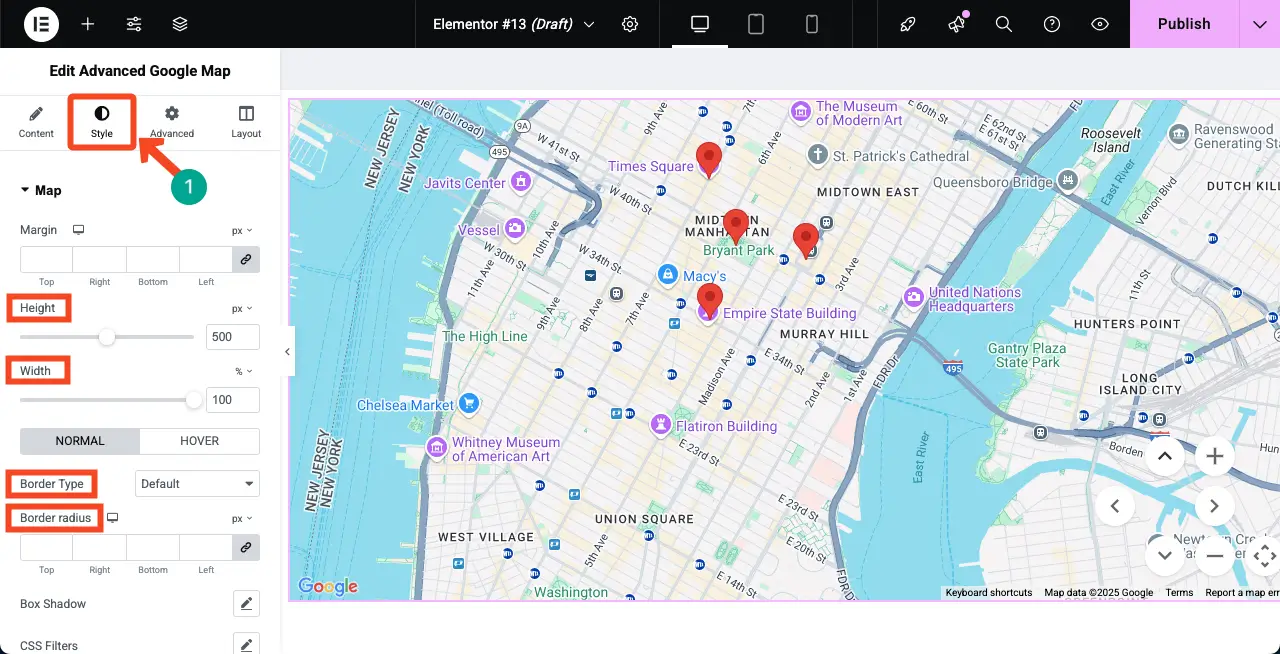 Stylize the Advanced Google Map Widget