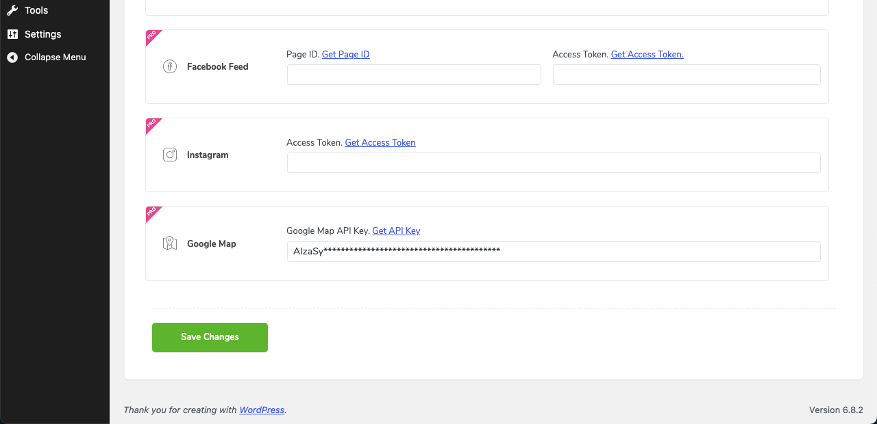 Paste the Google Map API key to HappyAddons