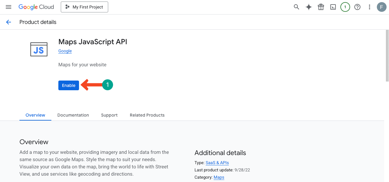 Enable Maps JavaScript API