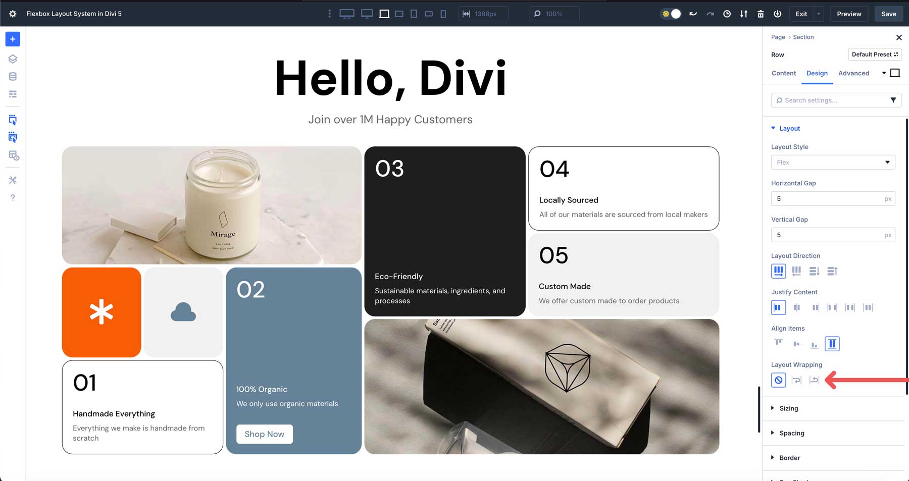 Divi 5でのレイアウトラッピング
