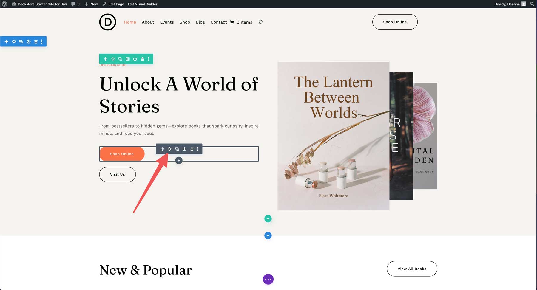 Site de démarrage de la librairie pour divi