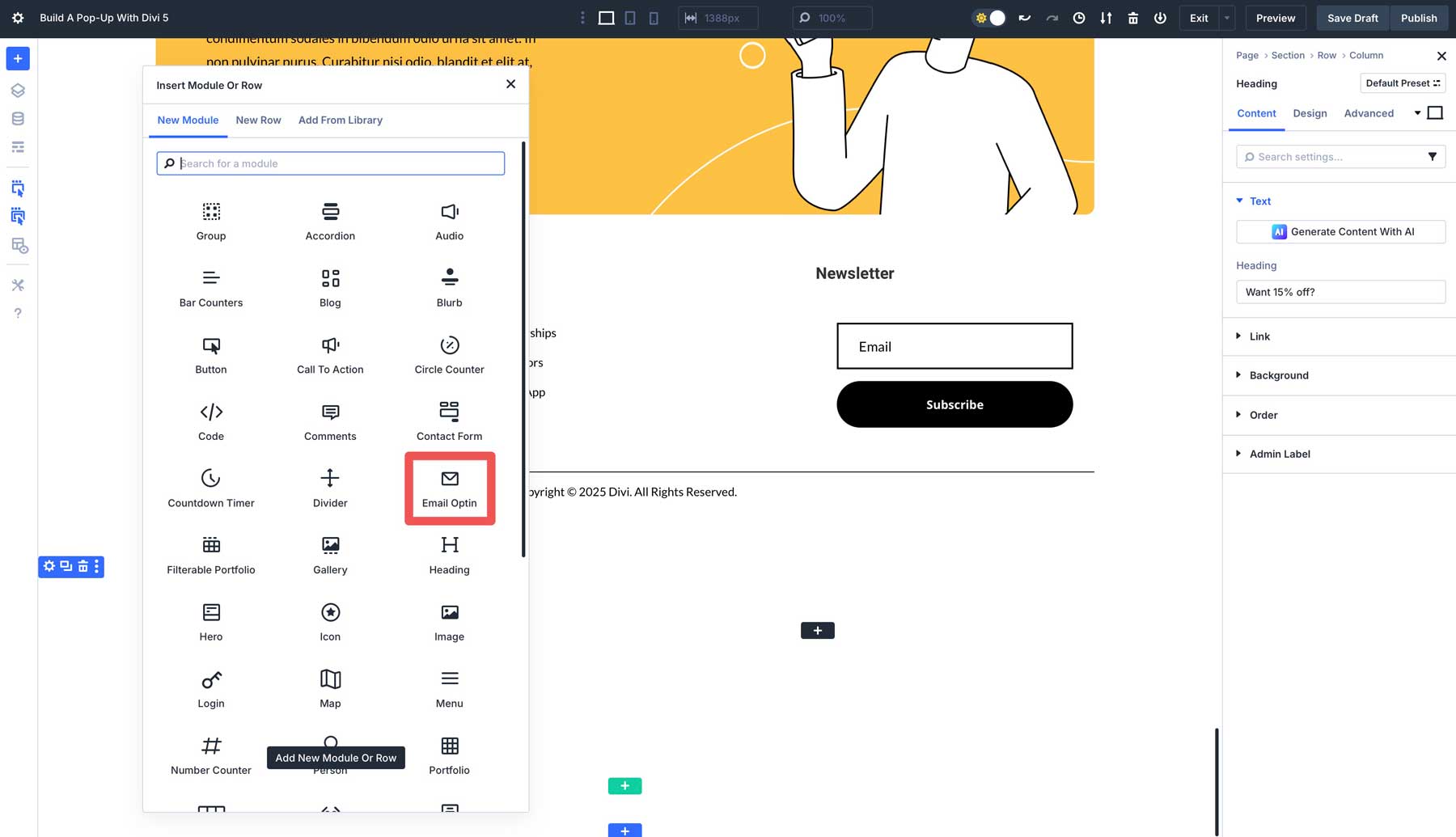 Divi 5でポップアップを作成します