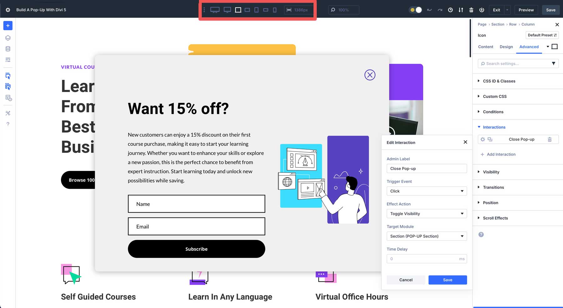 Divi 5でポップアップを作成します