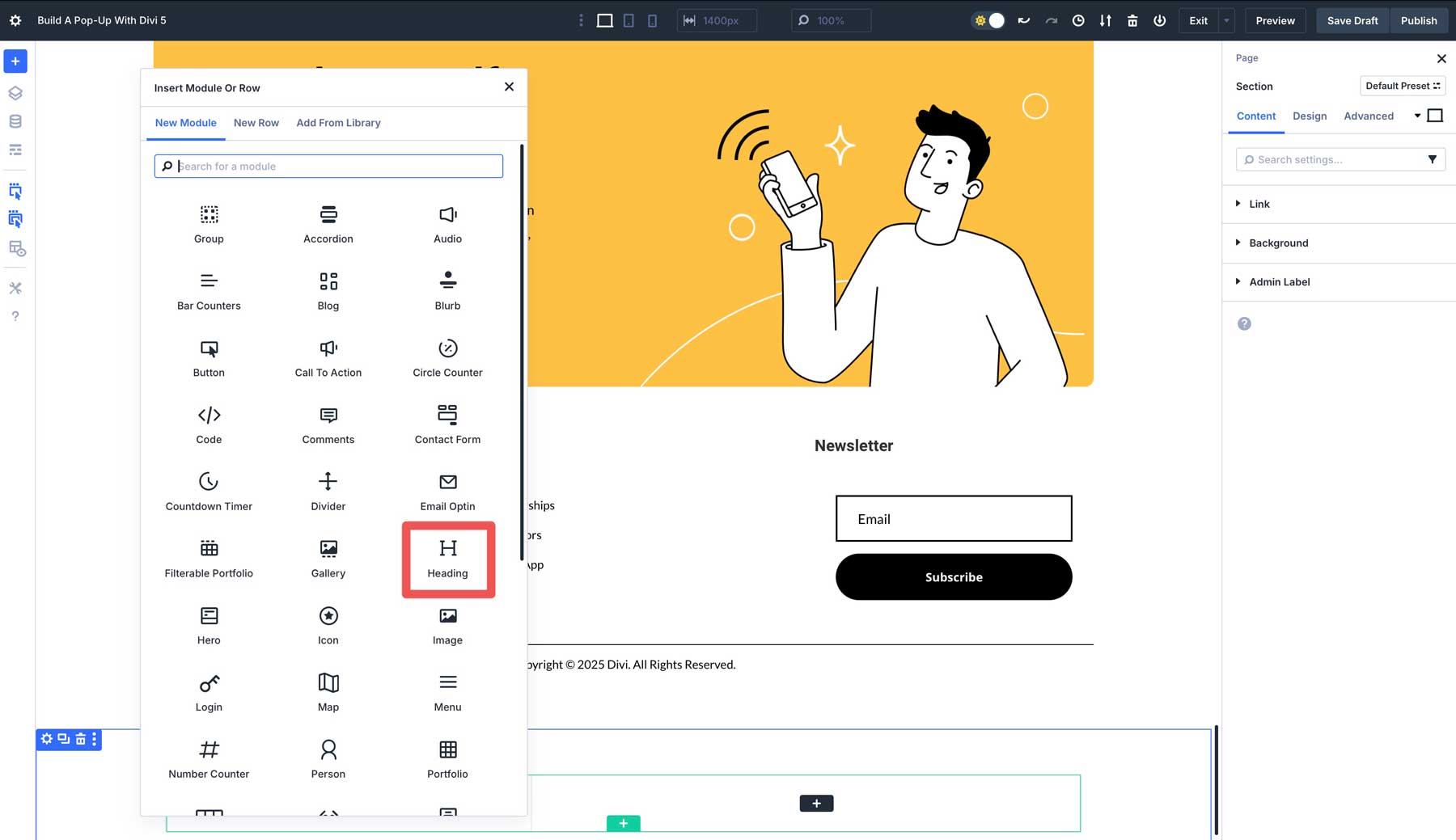 Divi 5でポップアップを作成します