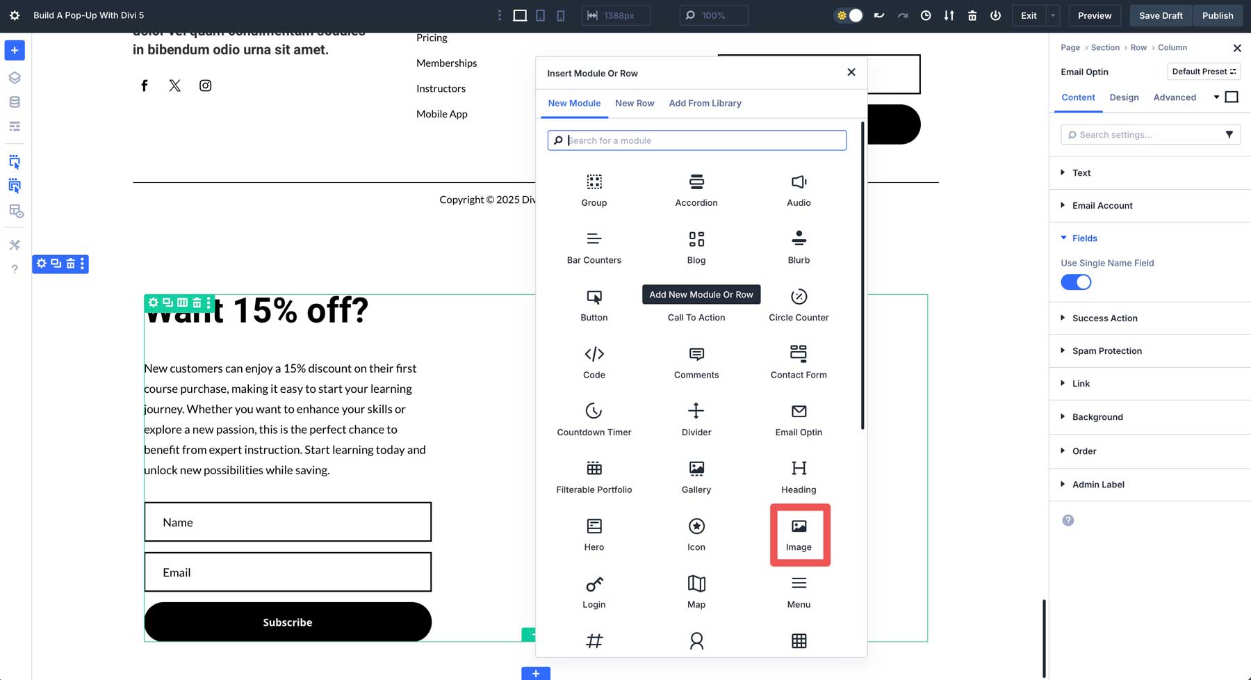 Divi 5でポップアップを作成します