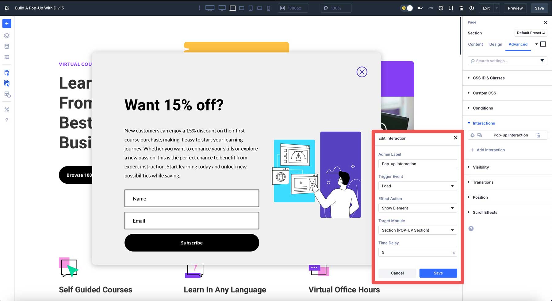 Divi 5でポップアップを構築します