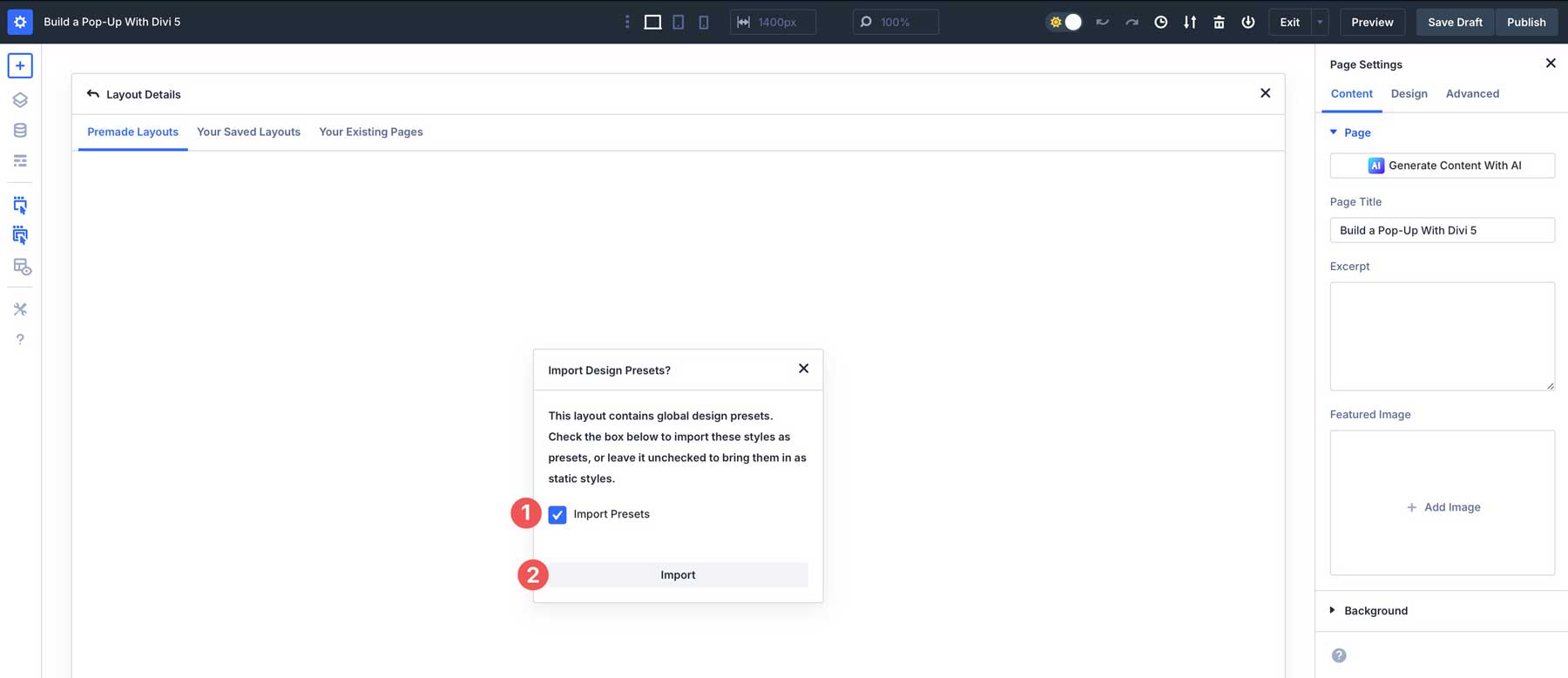 Divi 5でポップアップを作成します