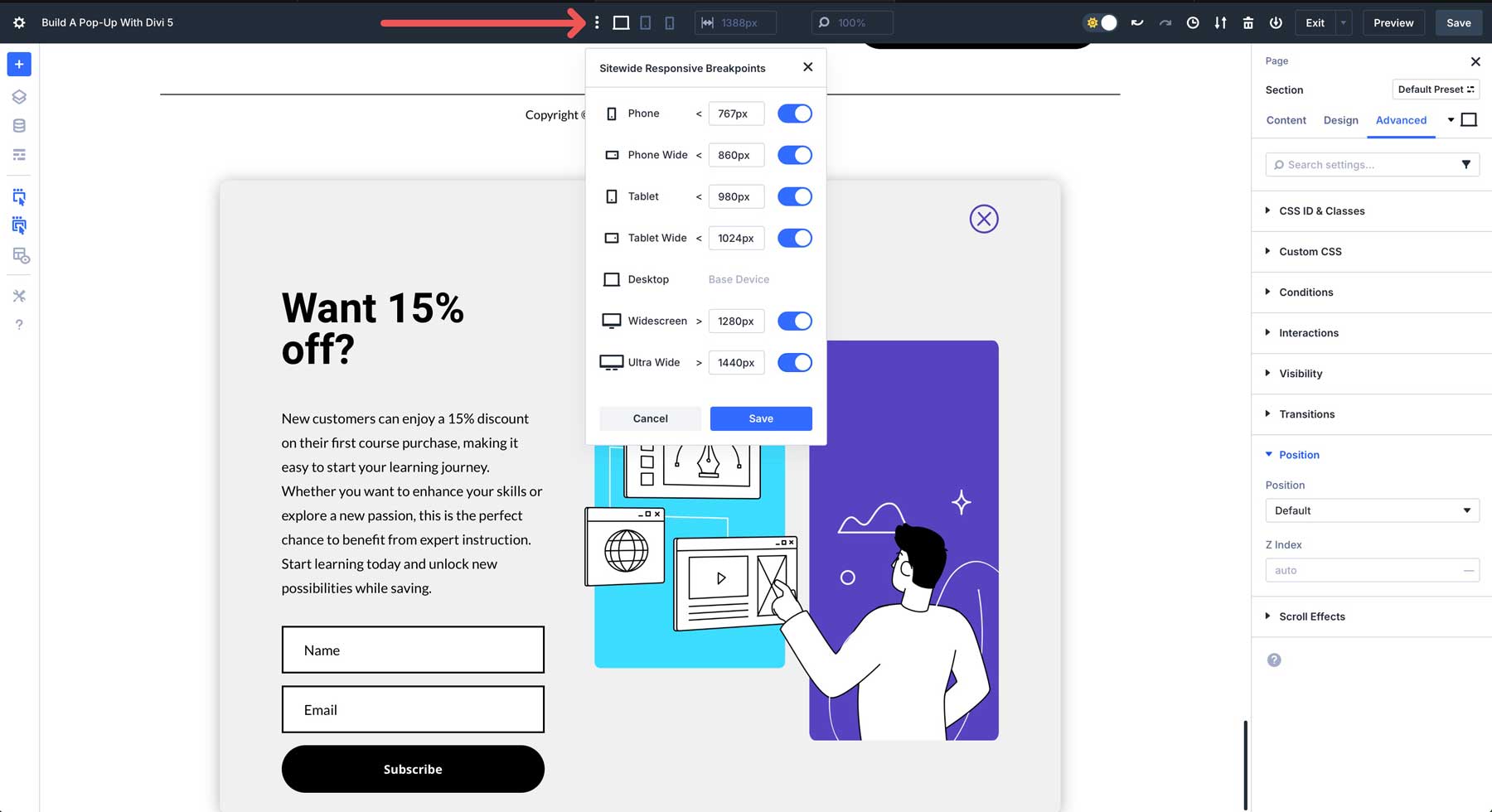 Divi 5でポップアップを作成します