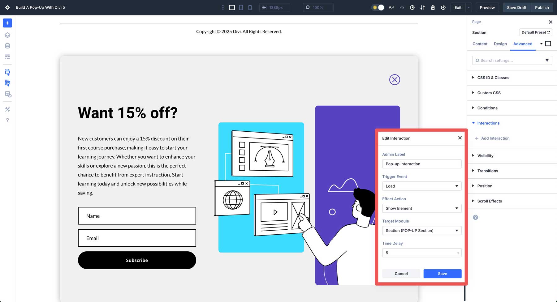 Divi 5でポップアップを作成します
