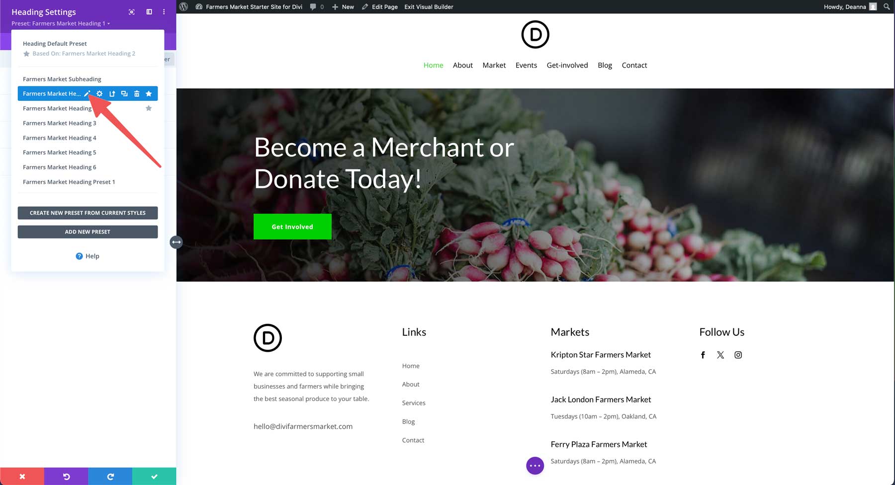 DIVIのファーマーズマーケットスターターサイト