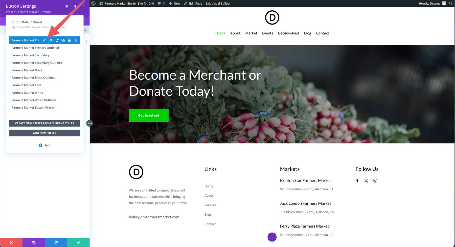 DIVIのファーマーズマーケットスターターサイト