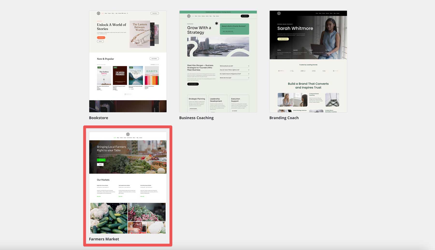 DIVIのファーマーズマーケットスターターサイト