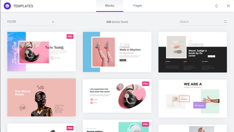 Elementor template library