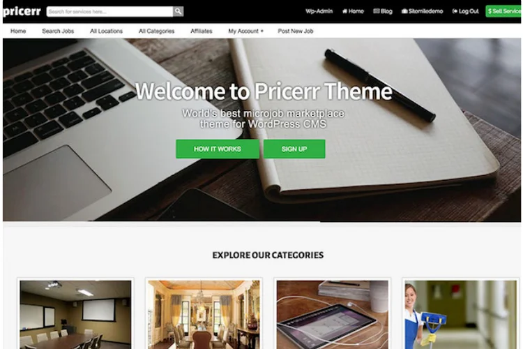 Pricerr, serbest pazar WordPress teması.