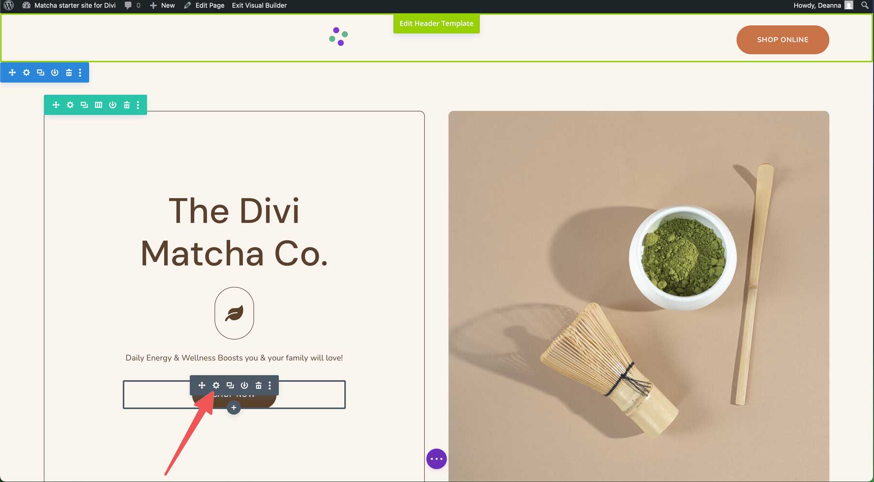 Divi için Matcha Starter sitesi
