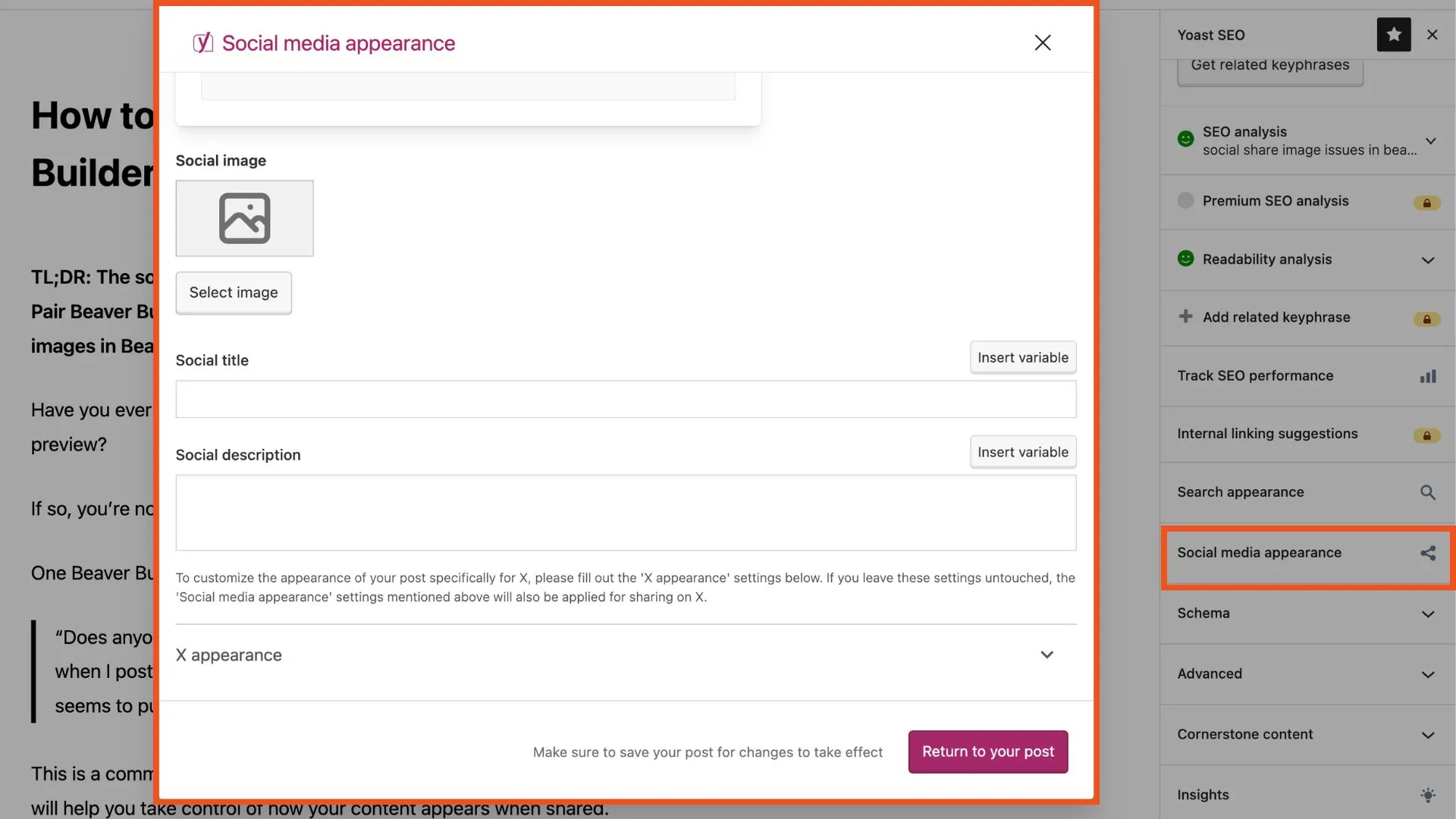 Beaver Builder'daki sosyal paylaşım görüntü sorunlarını düzeltin