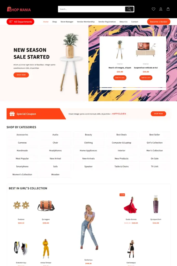 WCFMプラグイン1と互換性のある12のWooCommerceテーマ1 Shop Mania is the best WCFM-compatible theme for creating multivendor marketplace websites.