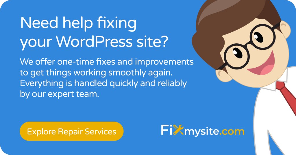 Besoin d'aide pour réparer votre site WordPress? Nous offrons des correctifs et des améliorations uniques pour que les choses fonctionnent à nouveau en douceur. Tout est traité rapidement et de manière fiable par notre équipe d'experts. Explorez les services de réparation.