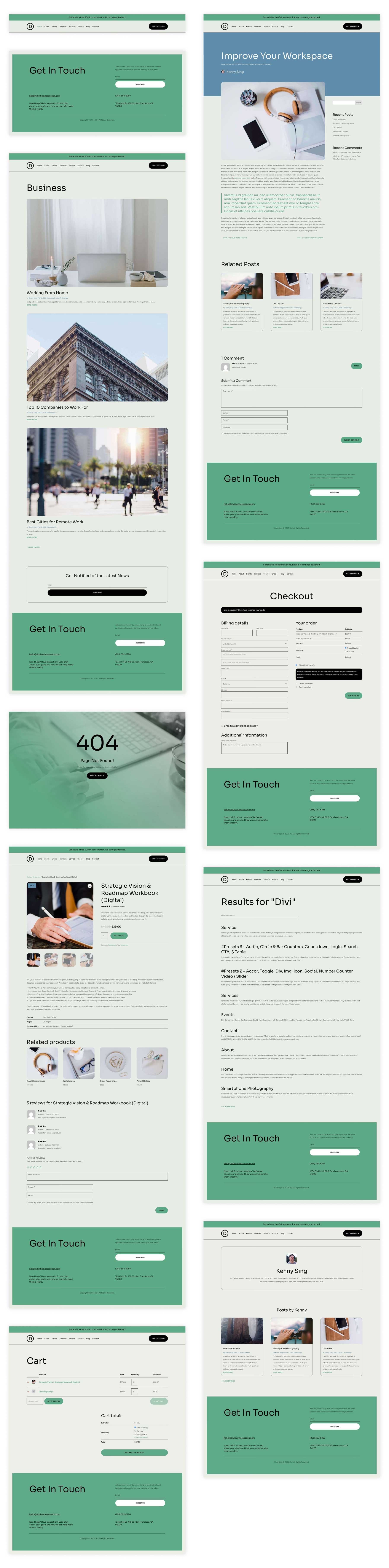 Site de démarrage de coaching d'entreprise pour divi