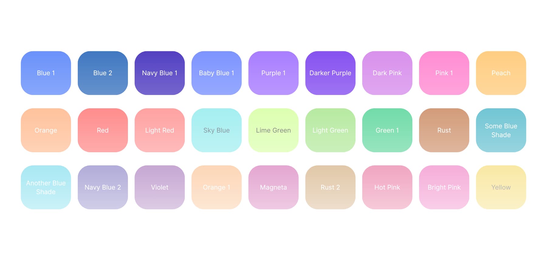 Un exemple visuel de nuances de couleur peut commencer à s'accumuler et peut confondre les concepteurs