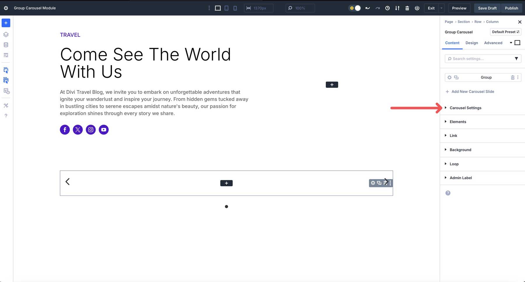 Divi 5의 그룹 회전식 모듈