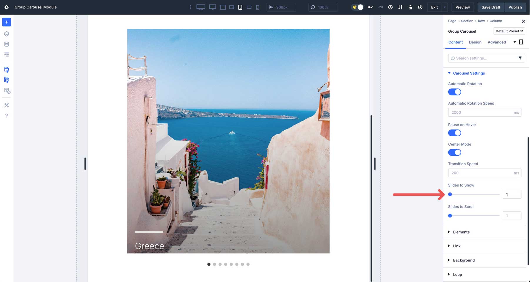 Divi 5의 그룹 회전식 모듈
