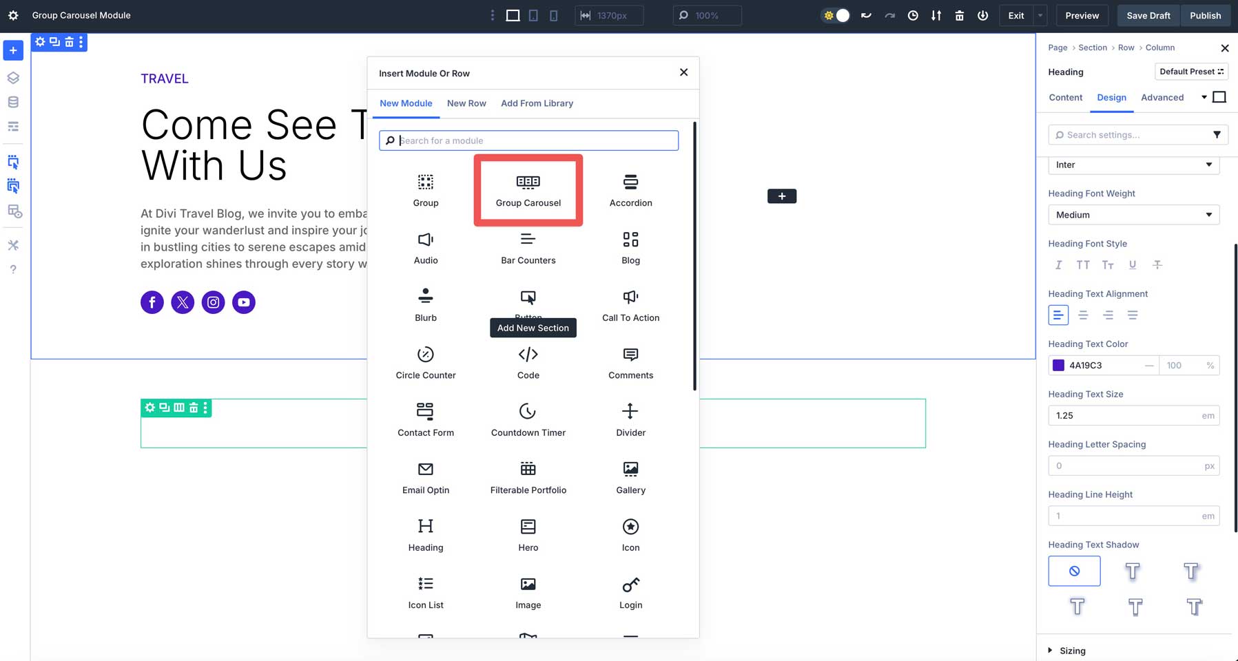 Divi 5의 그룹 회전식 모듈