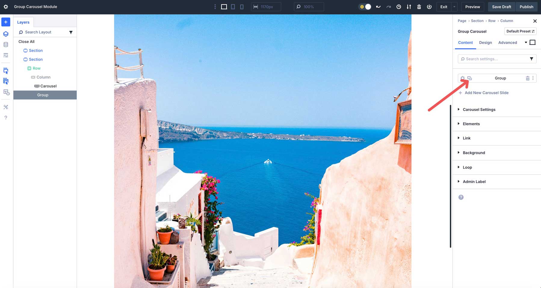 Divi 5의 그룹 회전식 모듈