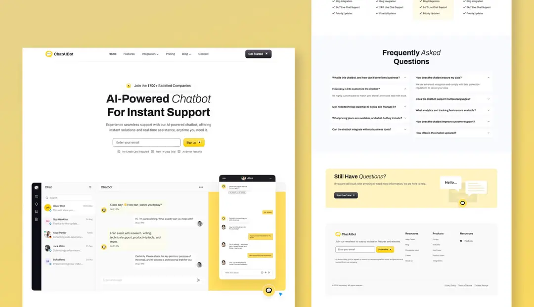 AIチャットボットWebサイトテンプレート AI Chatbot Website Template