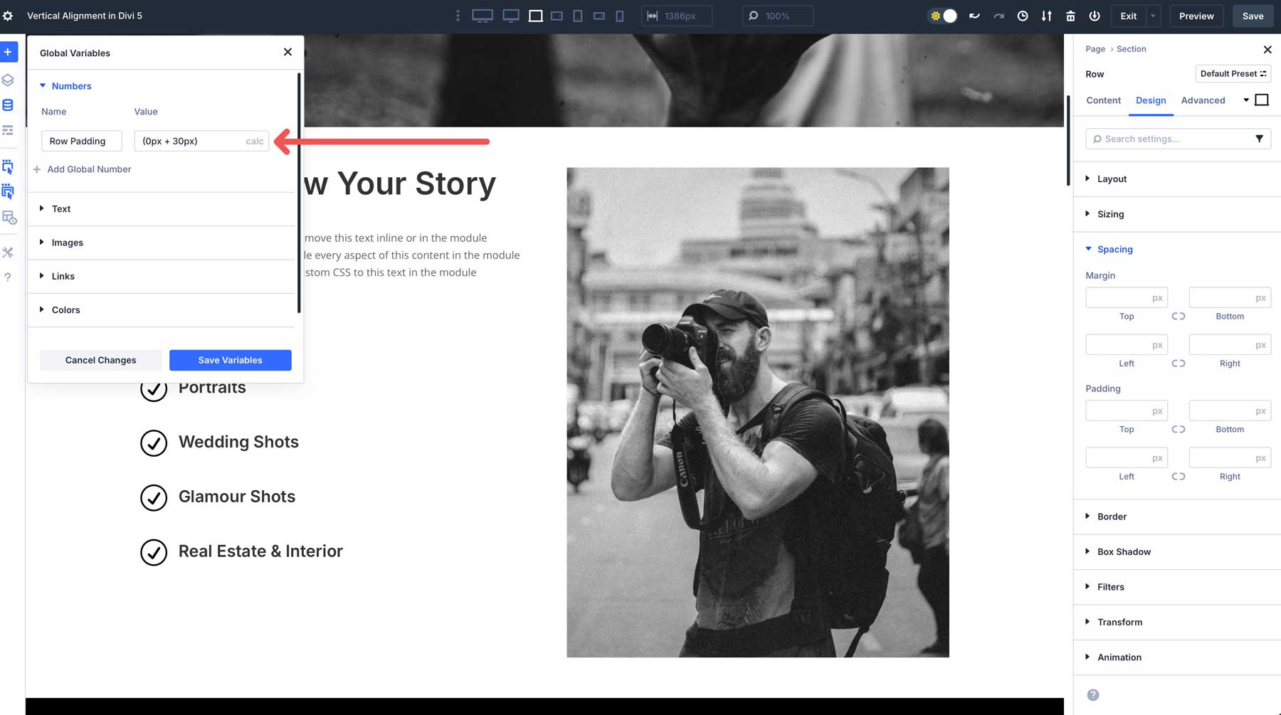 Variables de conception dans Divi 5